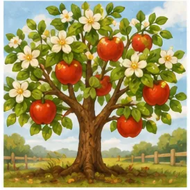 Illustration of trees make fruit for the question "How do trees make fruit?"