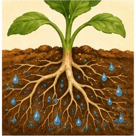 Illustration of roots drink water for the question "How do roots drink water?"