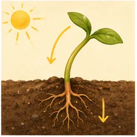 Illustration of plants know which way to grow for the question "How do plants know which way to grow?"