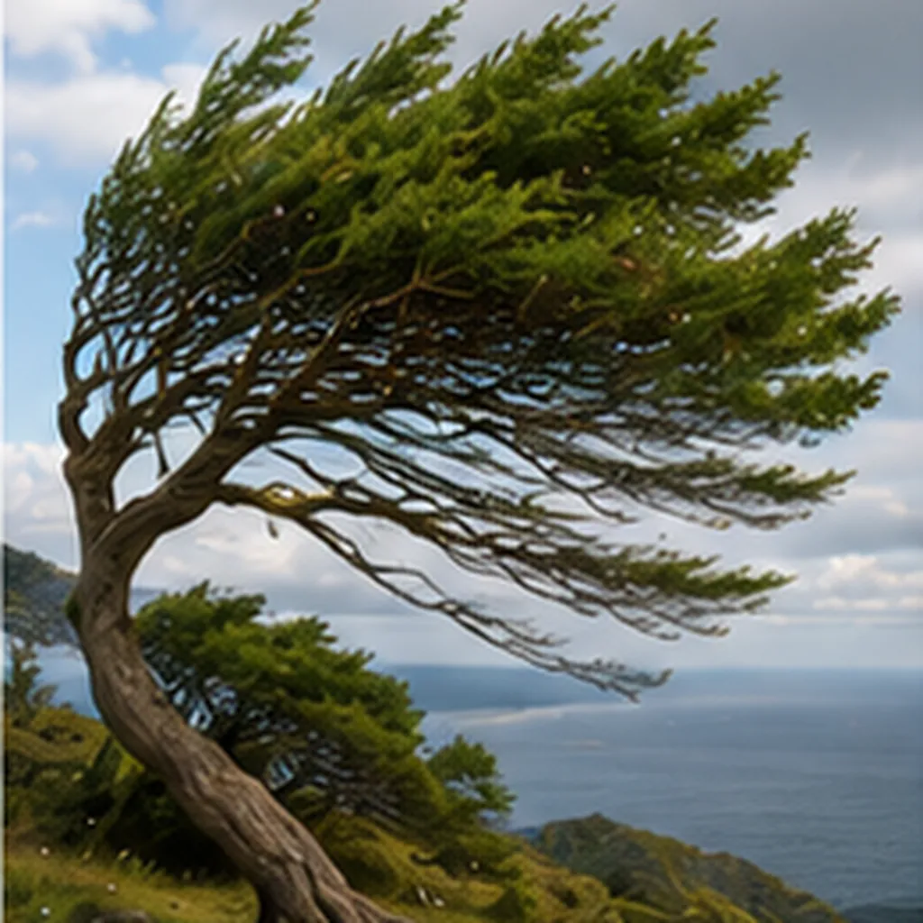 Illustration of trees survive strong winds for the question "How do trees survive strong winds?"