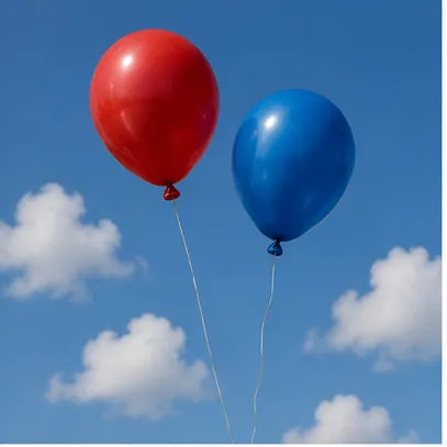 Illustration of balloons float away for the question "Why do balloons float away?"