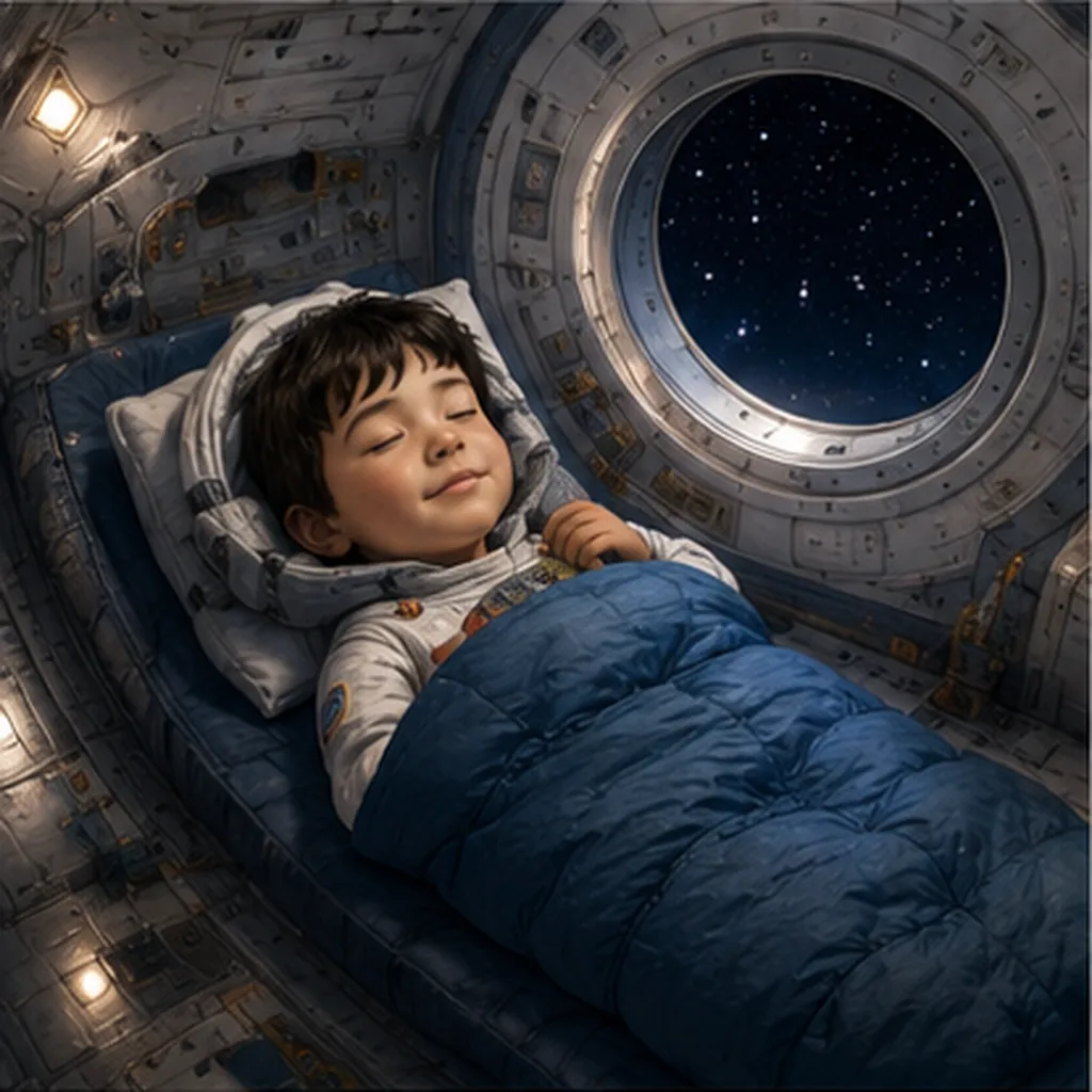 Illustration of astronauts sleep in space for the question "How do astronauts sleep in space?"