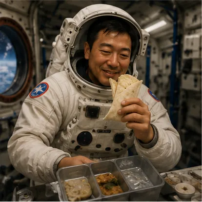 Illustration of astronauts eat without crumbs floating everywhere for the question "How do astronauts eat without crumbs floating everywhere?"