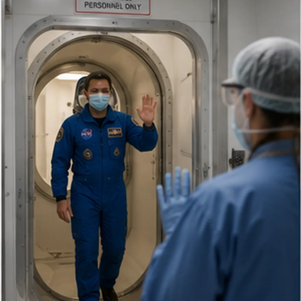 Illustration of astronauts stay isolated before flying to space for the question "Why do astronauts stay isolated before flying to space?"