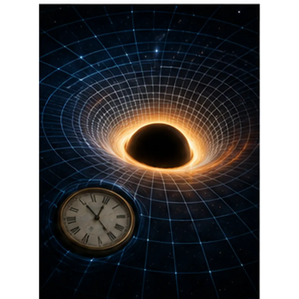 Illustration of time move differently near black holes for the question "Why does time move differently near black holes?"