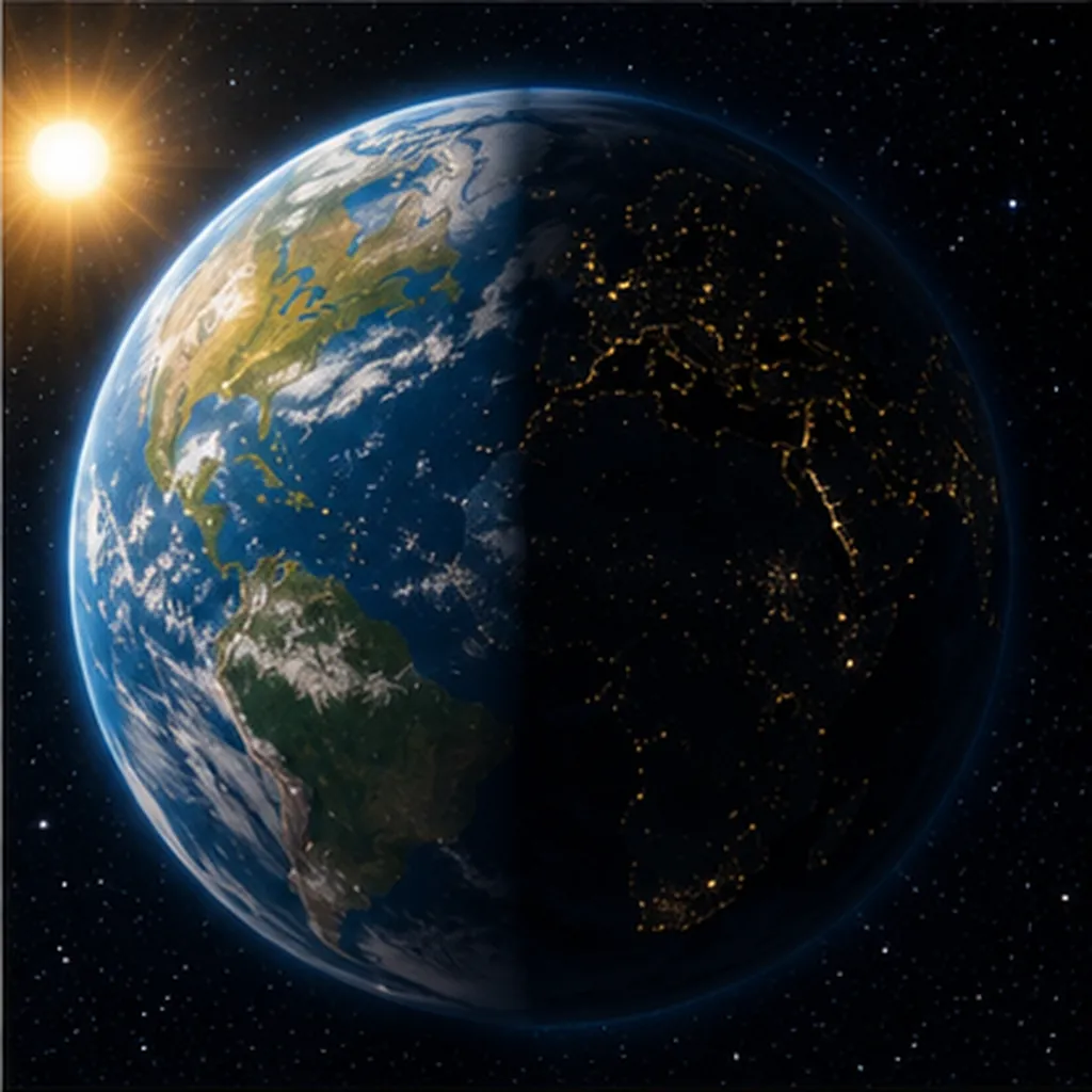 Illustration of we have day and night for the question "Why do we have day and night?"