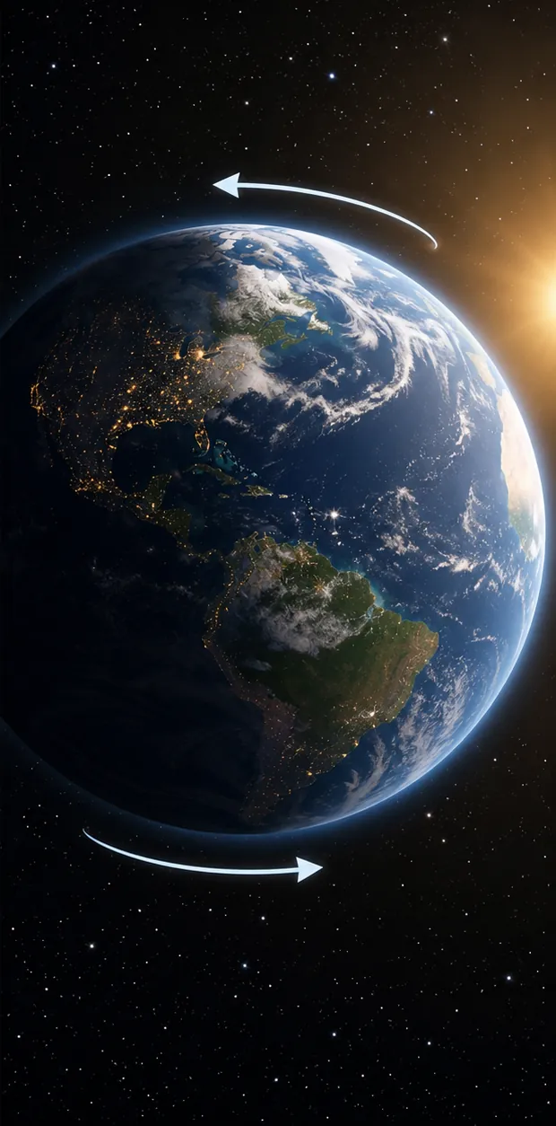 Illustration of earth spin for the question "Why does Earth spin?"