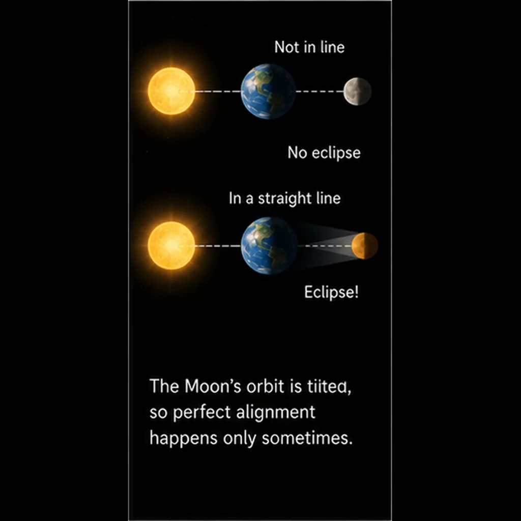 Illustration of eclipses not happen every month for the question "Why do eclipses not happen every month?"