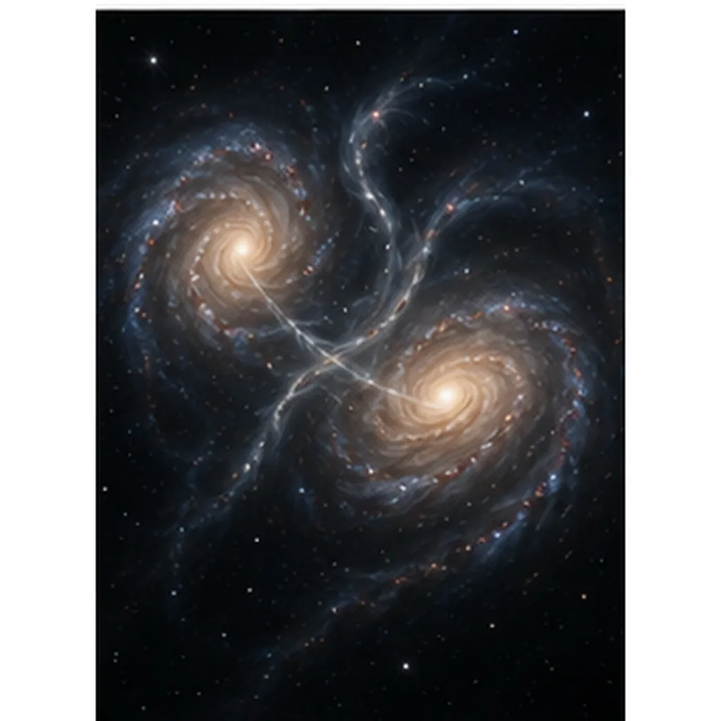 Illustration of galaxies collide without their stars hitting one another for the question "How can galaxies collide without their stars hitting one another?"