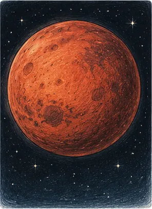 Illustration of mars red for the question "Why is Mars red?"