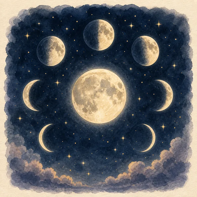 Illustration of the moon change shape for the question "Why does the moon change shape?"