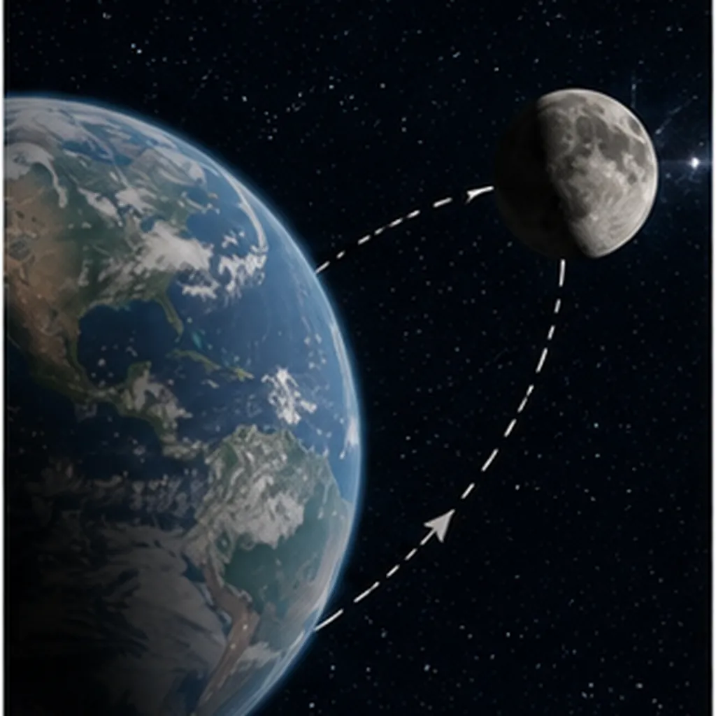 Illustration of the moon slowly drifting away from earth for the question "Why is the Moon slowly drifting away from Earth?"