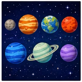 Illustration of planets look different colours for the question "Why do planets look different colours?"