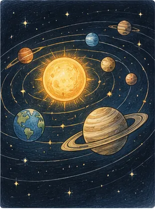 Illustration of planets orbit the sun for the question "Why do planets orbit the Sun?"