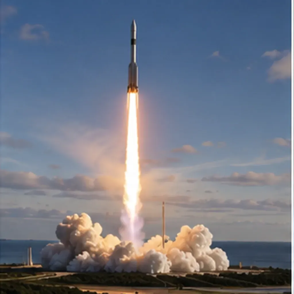 Illustration of most rockets launch towards the east for the question "Why do most rockets launch towards the east?"
