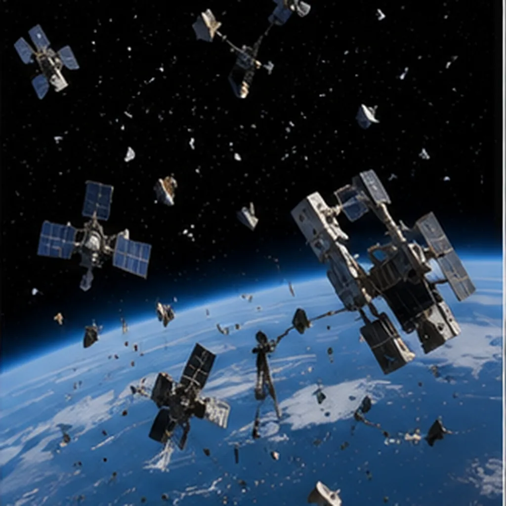 Illustration of happens to old satellites once they stop working for the question "What happens to old satellites once they stop working?"