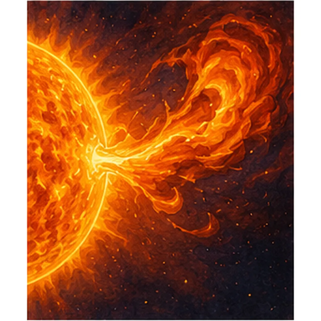 Illustration of the sun sometimes throw out giant bursts for the question "Why does the Sun sometimes throw out giant bursts?"