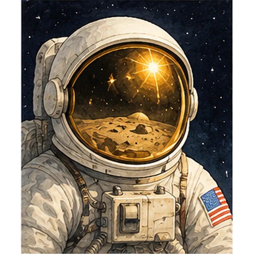 Illustration of astronaut helmets have shiny gold visors for the question "Why do astronaut helmets have shiny gold visors?"