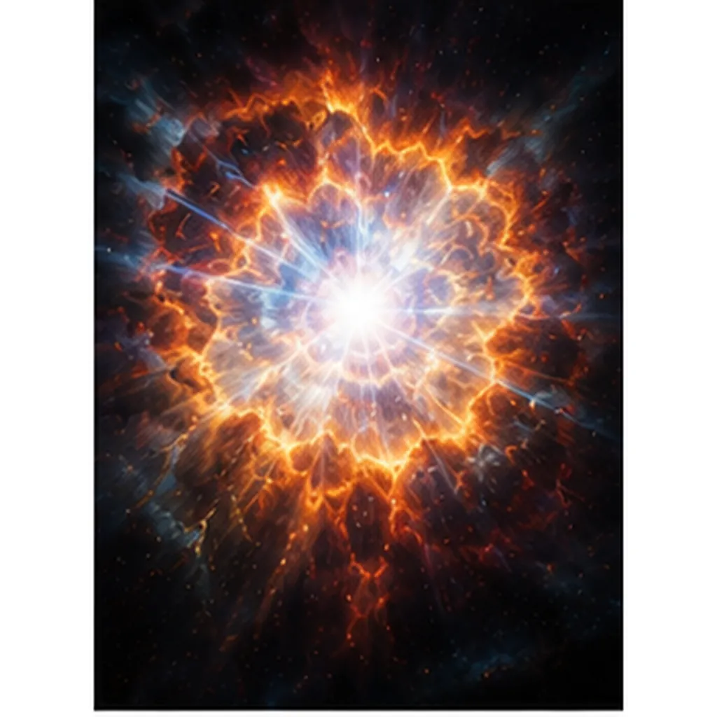 Illustration of some stars explode for the question "Why do some stars explode?"
