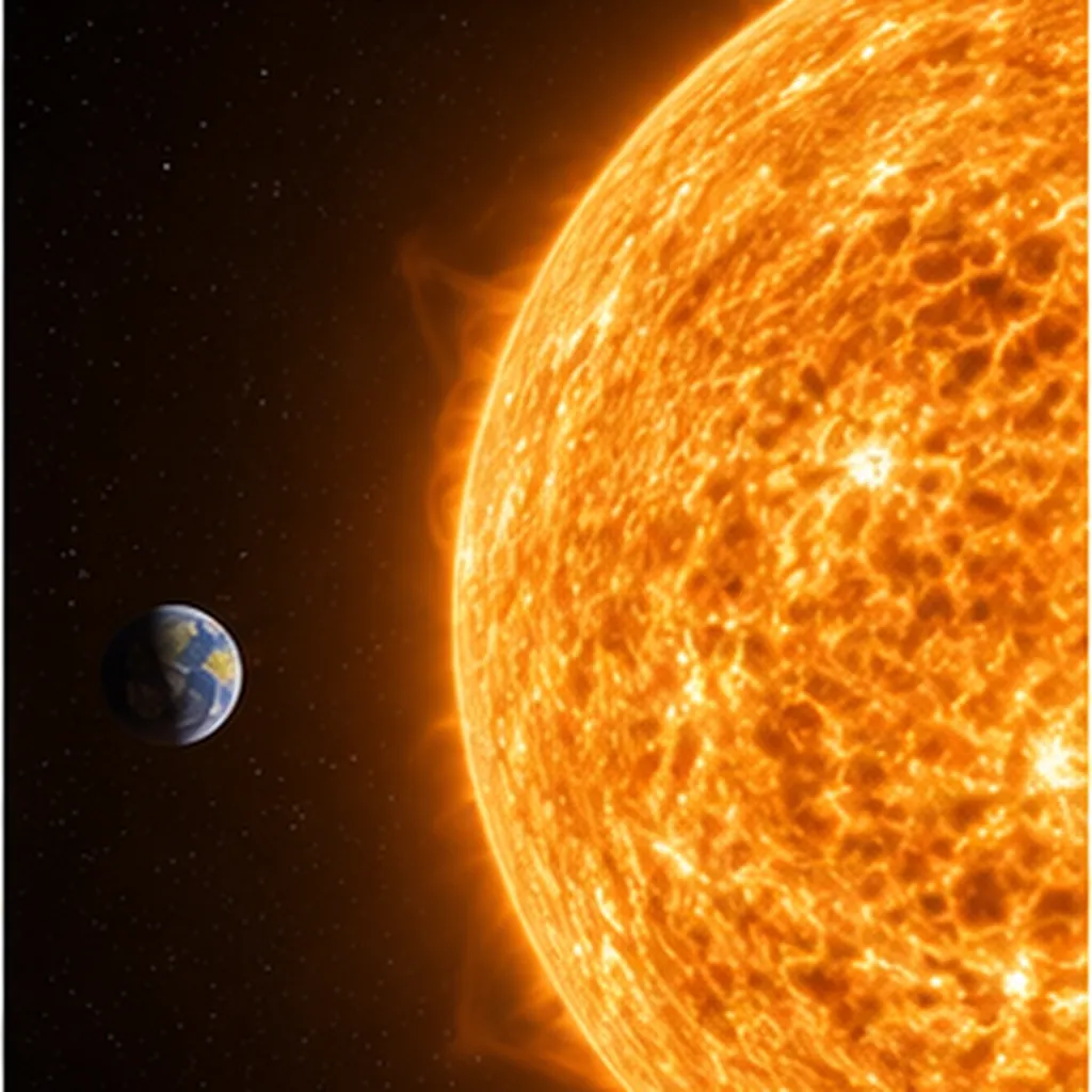 Illustration of much bigger is the sun than the earth for the question "How much bigger is the Sun than the Earth?"