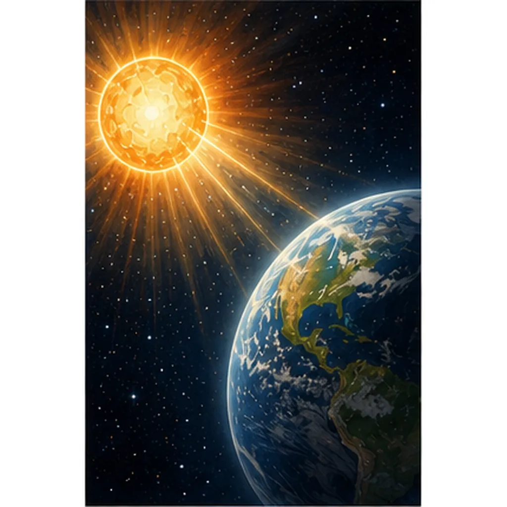 Illustration of sunlight take time to reach earth for the question "Why does sunlight take time to reach Earth?"