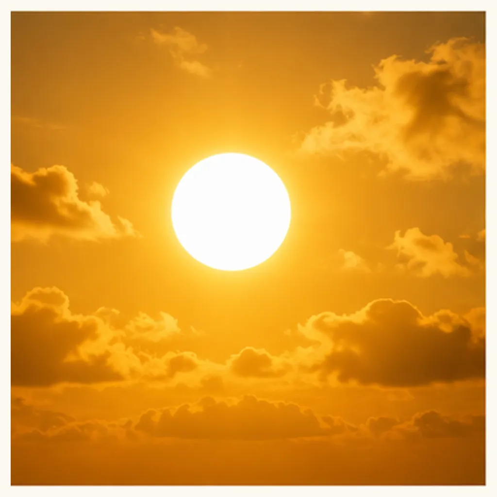 Illustration of the sun look yellow for the question "Why does the Sun look yellow?"