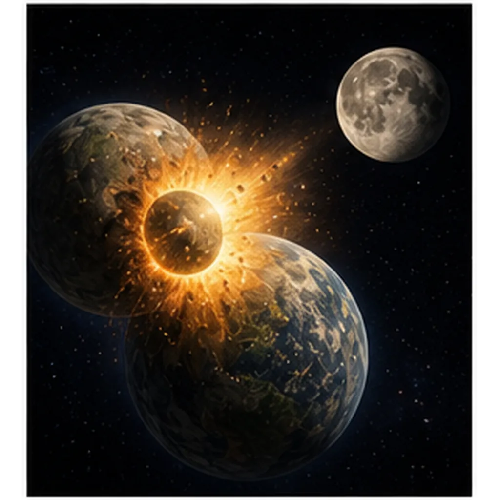 Illustration of scientists think the moon formed for the question "How do scientists think the Moon formed?"
