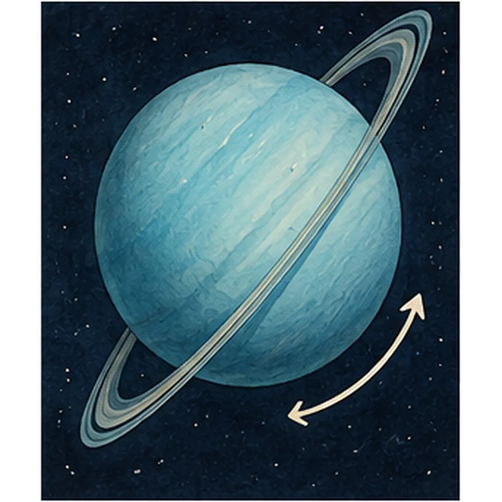 Illustration of uranus spin on its side for the question "Why does Uranus spin on its side?"