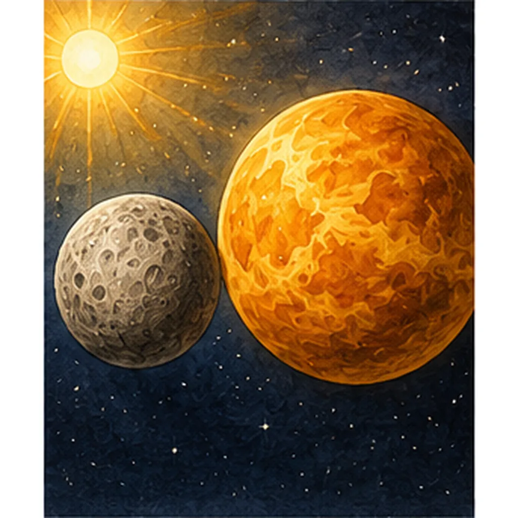 Illustration of venus hotter than mercury for the question "Why is Venus hotter than Mercury?"