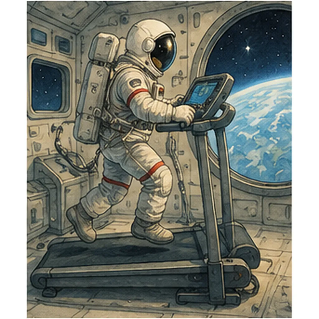 Illustration of astronauts need exercise machines in space for the question "Why do astronauts need exercise machines in space?"